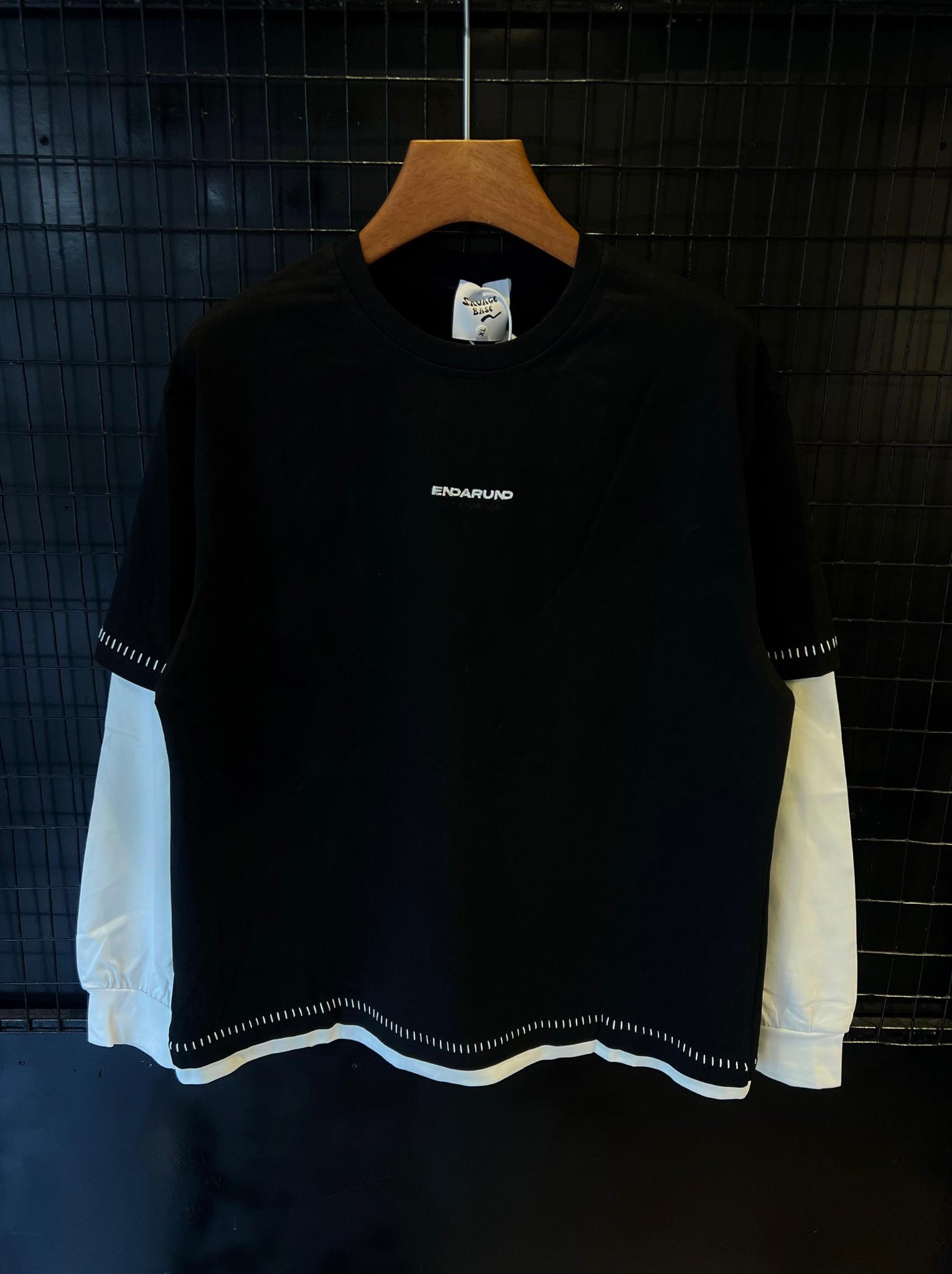 ◆SUNDAYOFFCLUB◆ Babel Tower Layered TShirt Black Long Sl 251PCBHN-LT02-BK_sivasdescalzo
