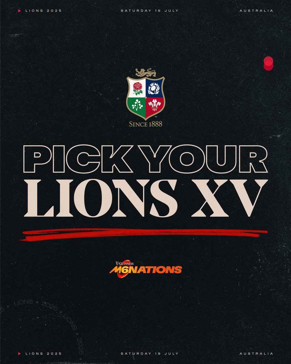 SixNationsRugby's tweet image. The British and Irish Lions team for the first Test is up!
Have your say on who you would have picked to take on Australia!
Vote for your XV ๐ sixnationsrugby.com/en/m6n/news/teโฆ