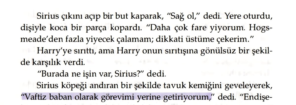Black hanesinin son oğlu,  burnu havada ,kibirli Sirius Black sırf vaftiz oğluna biraz daha yakın olabilmek için açlıktan fare yiyor.