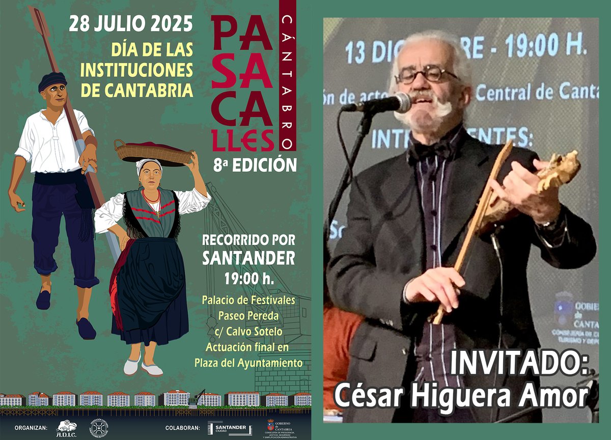 ASOCIACIONADIC's tweet image. El rabelista César Higuera Amor, natural de Cobejo (Molledo), participará como invitado en el 8º Pasacalles de Folclore Cántabro por Santander en el Día de las Instituciones de Cantabria del 28 de julio.