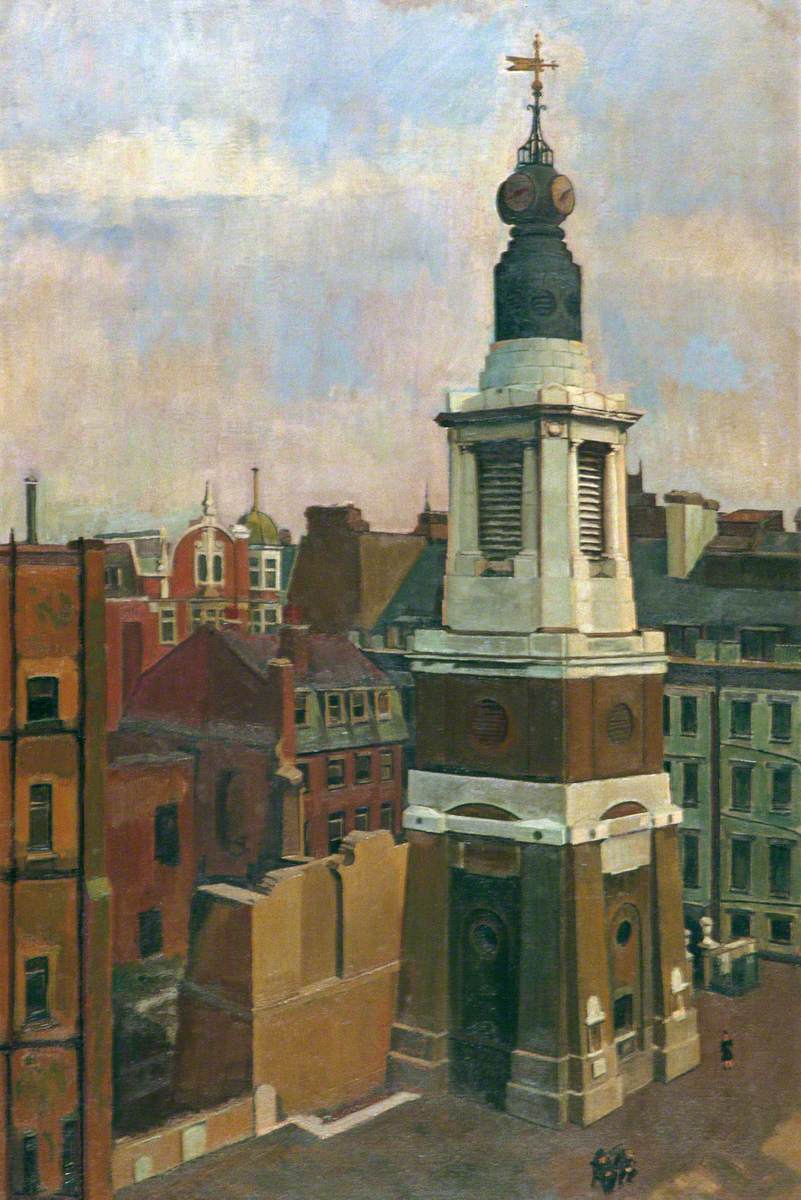 PaintingsLondon's tweet image. 'St Anne's, Soho' by Bernard Arthur Ruston Carter (1909–2006)
(Government Art Collection)