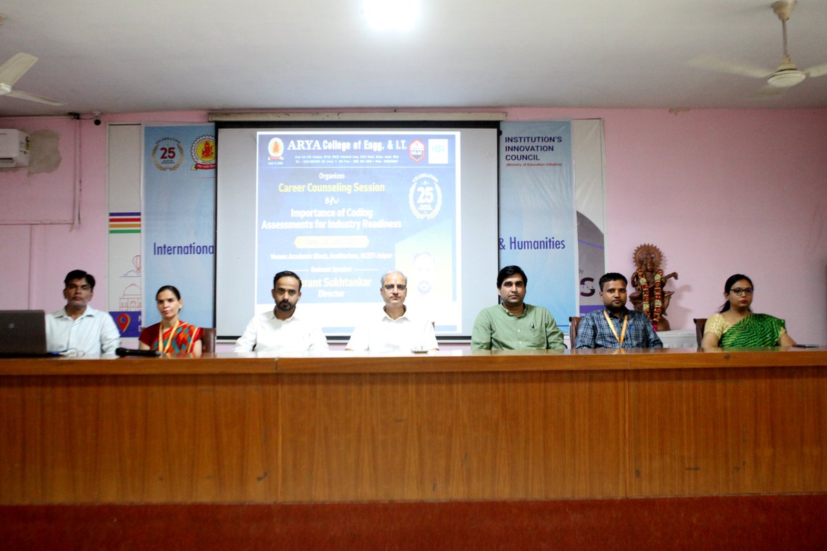 aryacolleges's tweet image. #AryaCollege of Engineering & IT, Jaipur organized a #CareerCounselling Session on "Importance of Coding Assessments for Industry Readiness" on 14th July 2025. Mr. Vikrant Sukhtankar inspired students to level up their coding skills for real-world success!
#CodingForSuccess