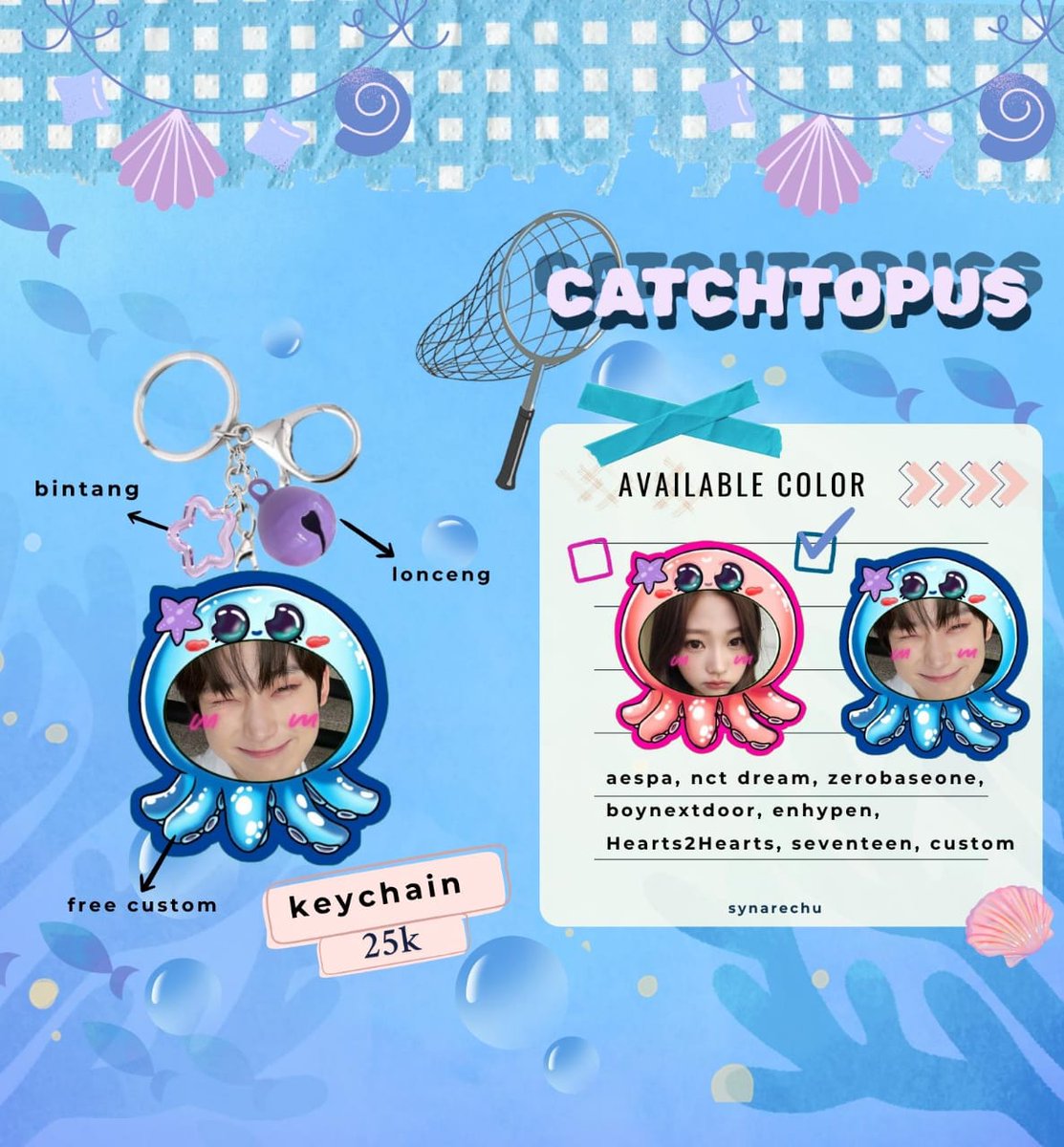 synarechu's tweet image. ꒰ 𝐎𝐏𝐄𝐍 𝐏𝐑𝐄-𝐎𝐑𝐃𝐄𝐑 ꒱

𝑪𝒂𝒕𝒄𝒉𝒕𝒐𝒑𝒖𝒔 𝑲𝒆𝒚𝒄𝒉𝒂𝒊𝒏 — 🐙🏷️
            by @synarechu
            
💸 25k/ea
🗓️ pre order period : 17 - 31 juli 2025
🧺 avail for custom kpop or non kpop
📍 jakarta, ship with 🍊
 
★ order form : bit.ly/catchtopus