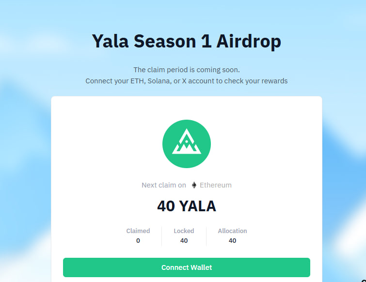 $YALA Season 1 Airdrop has officially dropped.

Claim is now open. Check if you’re eligible:
👉 claim.yala.org

If you missed this one, no worries.
Season 2 is already rolling, and every action counts now.