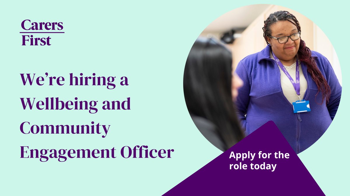 Carers_first's tweet image. Carers First are searching for a motivated and determined individual with experience in health and social care, good communication skills and an NVQ level 2 education or equivalent relevant experience, to become our new Wellbeing and Community Engagement Officer based in…