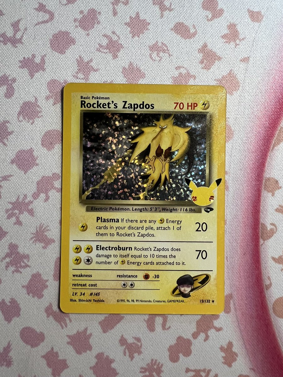MartinPLDE's tweet image. Rocket’s Zapdos Celebrations LV. 34 #145 15/142 #English