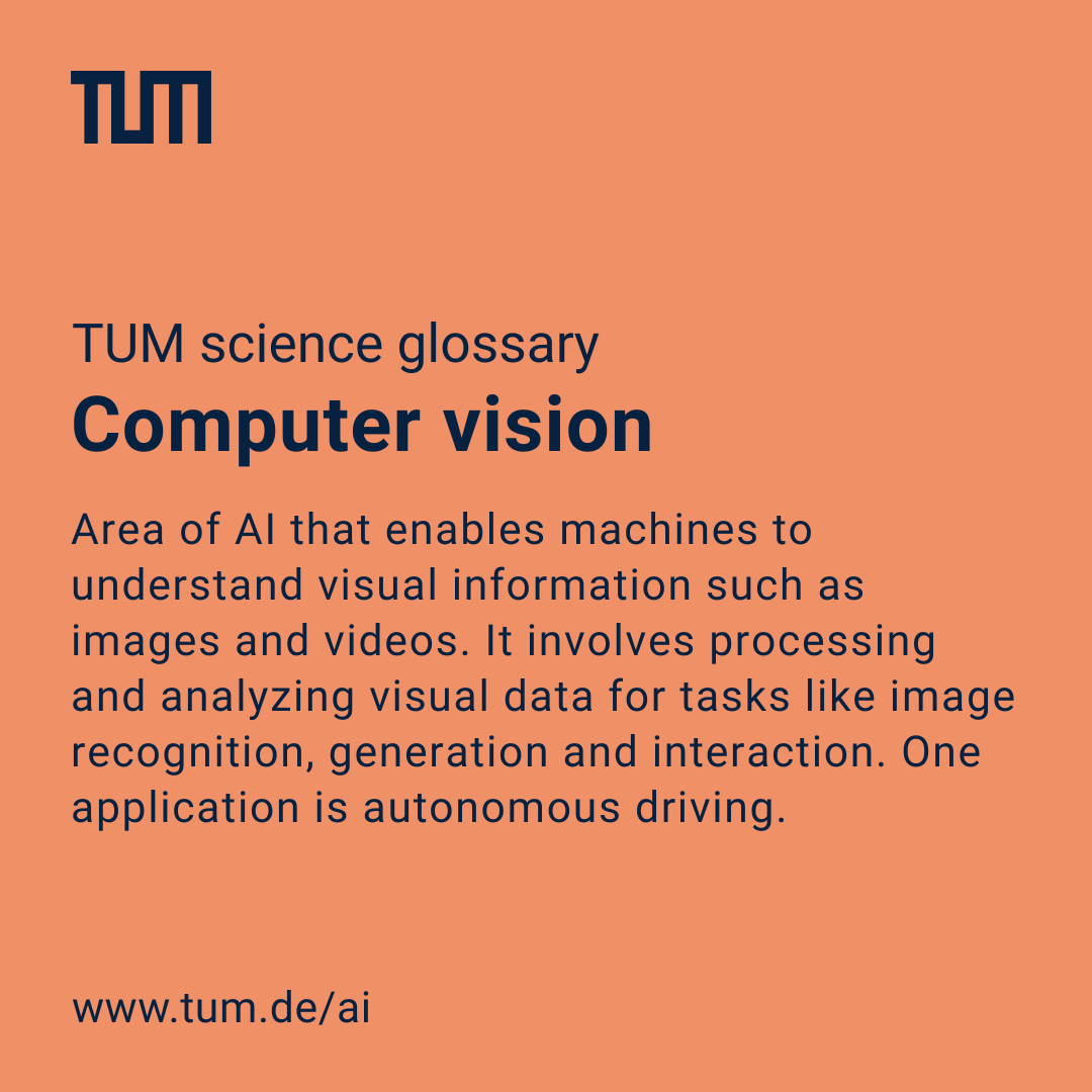 TU_Muenchen's tweet image. What if #AI could see the world like we do?
That’s the idea behind #ComputerVision—machines interpreting visual data to navigate, detect, and decide. Our latest #ScienceGlossary entry explains how it works: go.tum.de/312381

@researchbavaria 
📷TUM CCC/ R. Heckel, TUM CIT