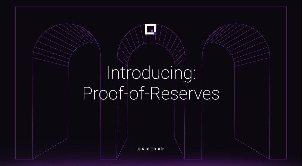 QuantoTrade's tweet image. Introducing Proof-of-Reserves
Quanto is committed to providing transparency and maintaining 100% asset reserves across all user deposits and positions.
See full POR here now: quanto.trade/proof-of-reser…