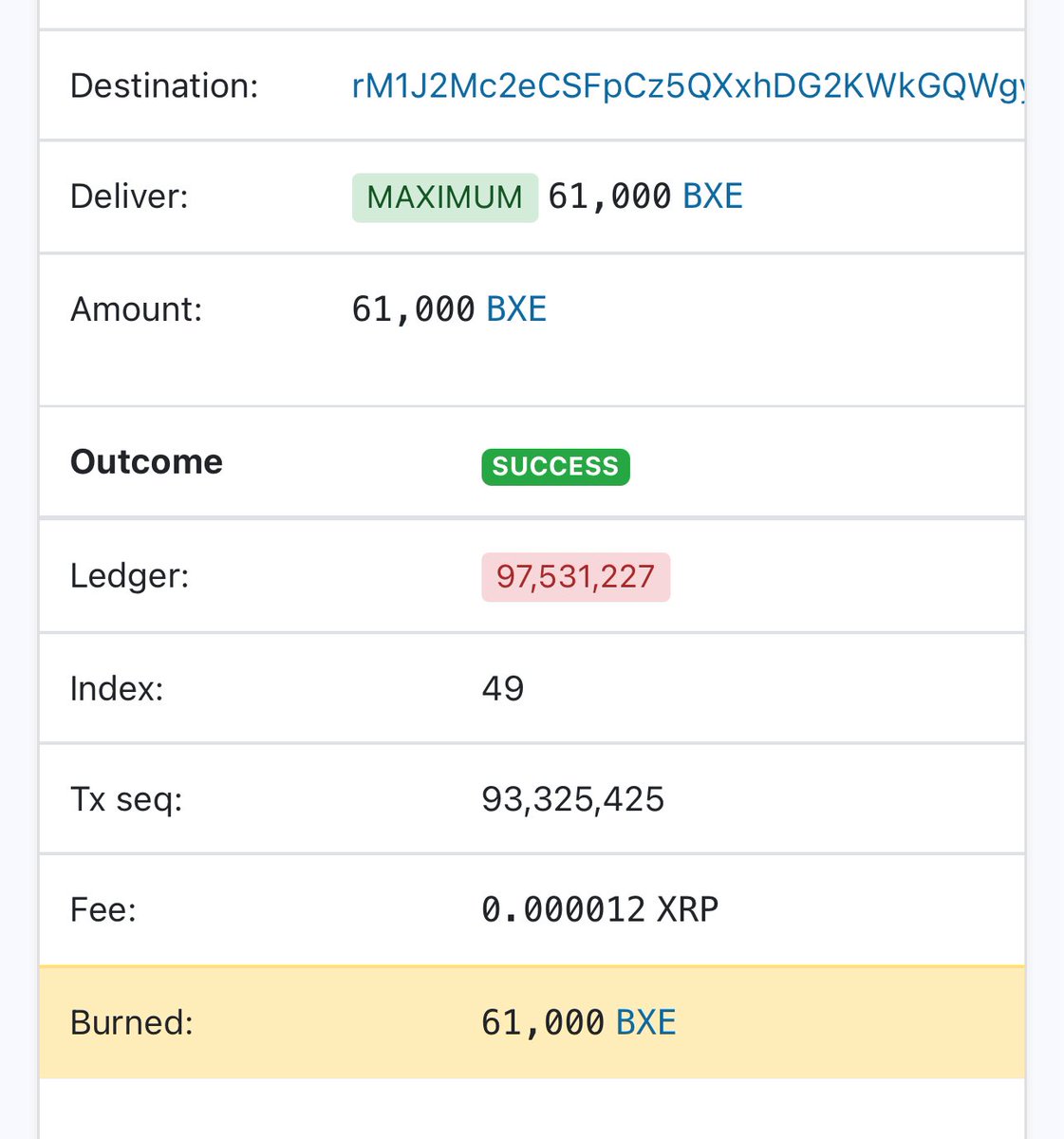 BanXchange's tweet image. 🔥 61,000 BXE TOKENS BURNED!
In just the past 30 days, 61 new tokens launched on the #XRP Ledger via BanxChange — triggering the official burn of 61,000 BXE tokens.
BanxChange.com is the only platform where anyone can launch a token on #XRPL in under 5 minutes — for…