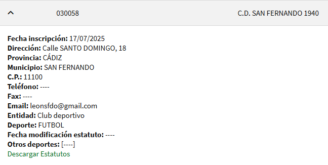 racrugu's tweet photo. Registrado en el RAED (Registro Andaluz de Entidades Deportivas) el nuevo club impulsado por @leonsfdo, "Club Deportivo San Fernando 1940", que cogerá el testigo del @SanFernando_CD independientemente de la categoría. Asimismo los estatutos del CDSF 1940 ya se pueden consultar. https://t.co/IJGo3eB32i