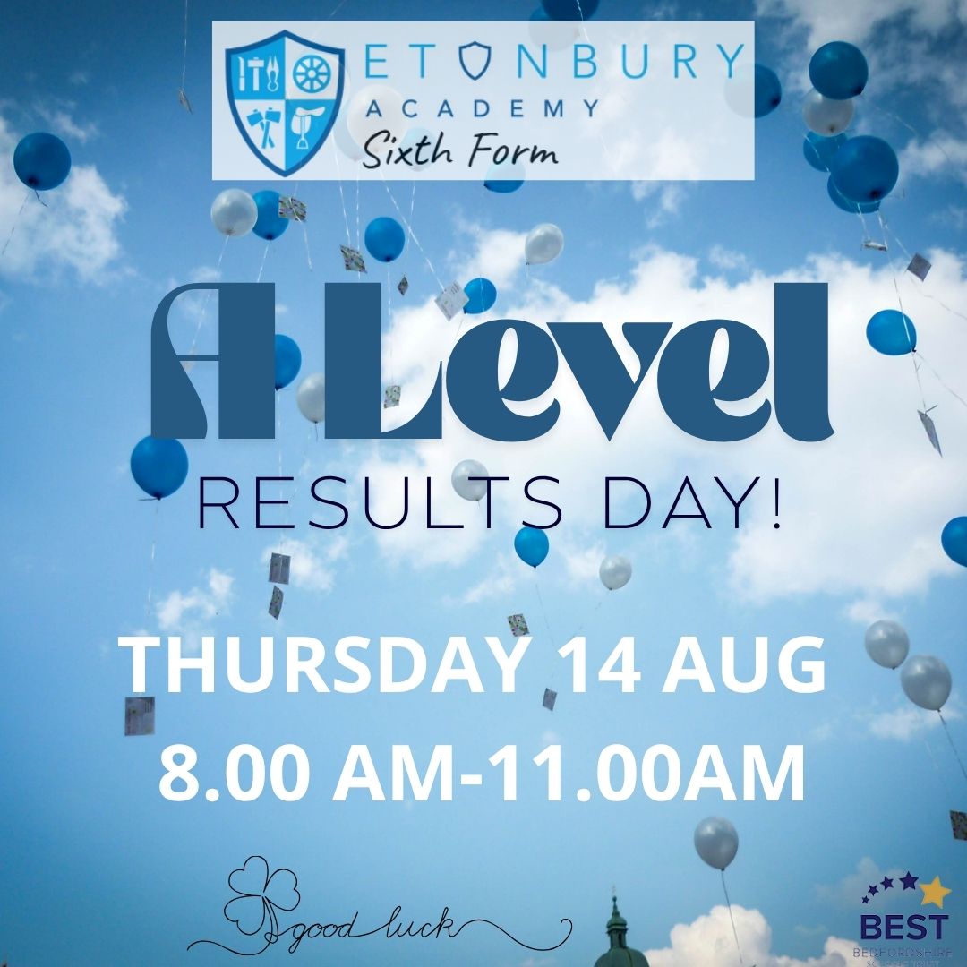 Etonbury Academy (@etonburyacademy) on Twitter photo πA Level Results Day π
π
Thurs 14 Aug
β²8.00 - 11.00am
π Sixth Form Centre <a href="/ETASixthform/">Etonbury Sixth Form</a>
#ETA #results πA Level Results Day π
π
Thurs 14 Aug
β²8.00 - 11.00am
π Sixth Form Centre <a href="/ETASixthform/">Etonbury Sixth Form</a>
#ETA #results