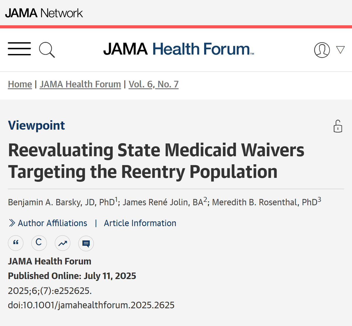 JAMAHealthForum's tweet image. Viewpoint: State Medicaid waivers for pre-release health services in prisons show promise but face limitations like inconsistency and administrative burdens. ja.ma/3GHmmVp @JamesJolin2
