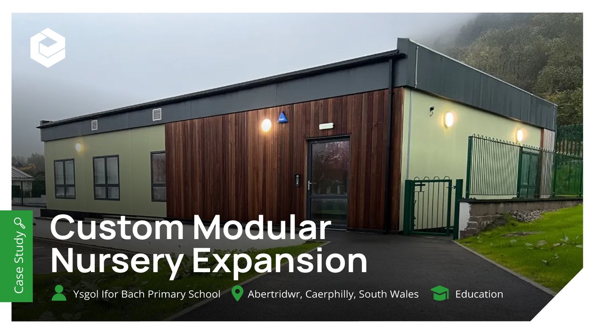 A bespoke modular nursery for Ysgol Ifor Bach 🏫🧸

• 5 modules, 168 m²
• Installed &amp; weatherproof in 1 week
• Sustainable with permeable play &amp; bio‑retention

🔎 elitesystemsgb.co.uk/project/bach-p…  

#ModularEducation #OffsiteConstruction #SustainableDesign