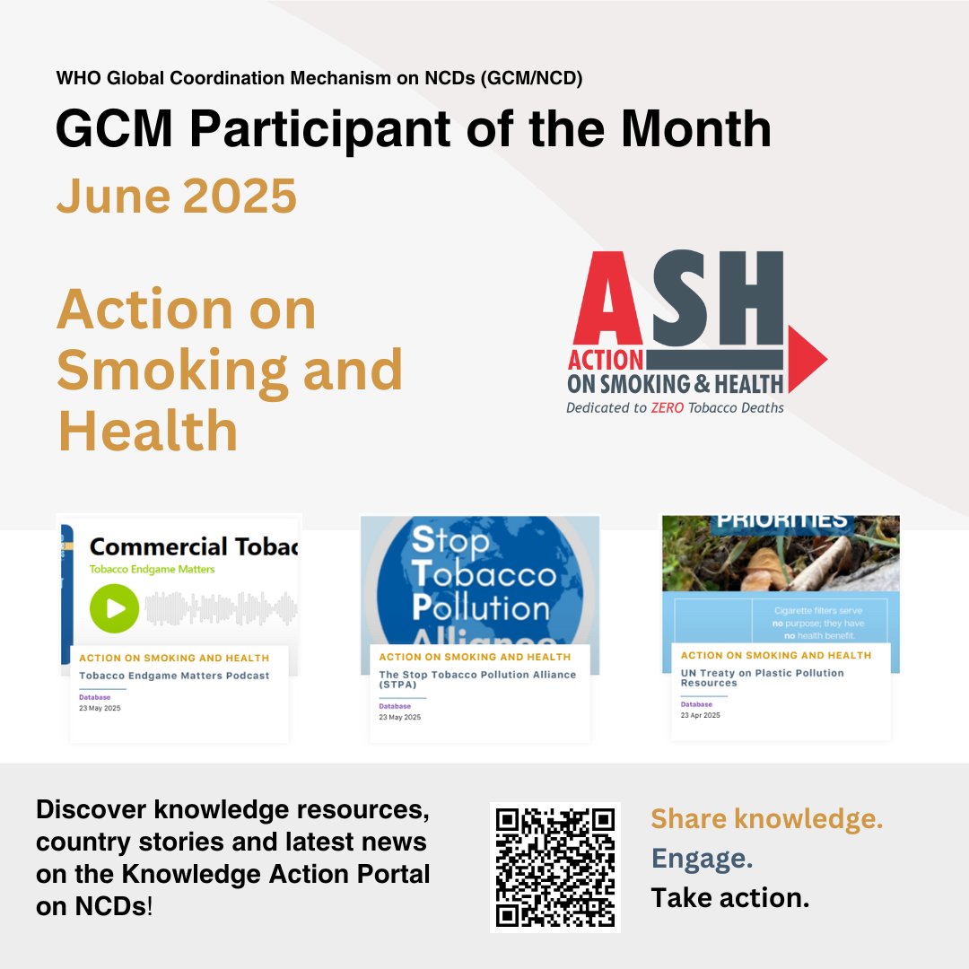 ASH is honored to be the WHO Global Coordination Mechanism on NCDs Participant of the Month!

The GCM/NCD aims to leverage and unite the strengths of its partners in advancing effective measures for the prevention and control of NCDs.

Explore: ow.ly/Y8Le50WnZtB