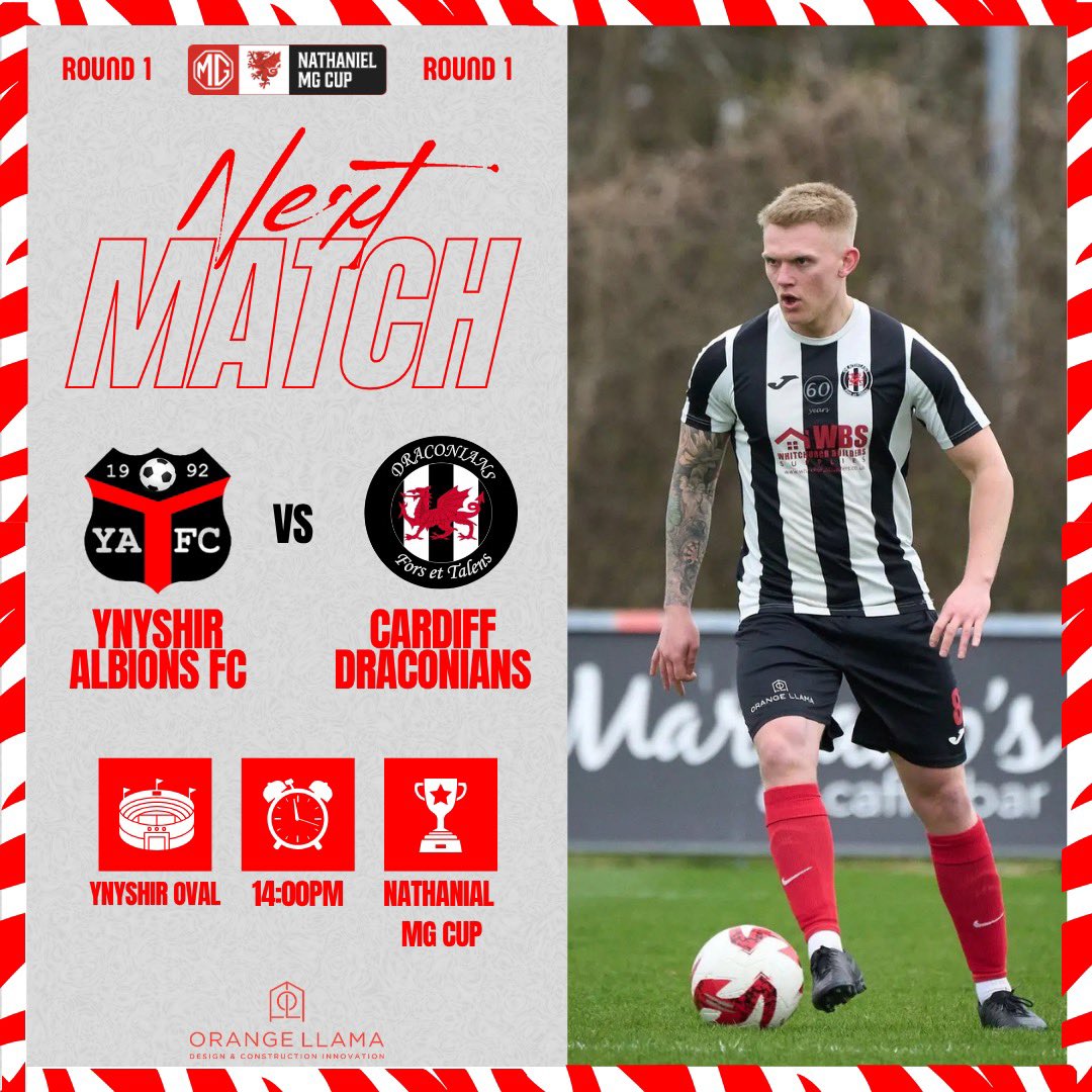 Cardiff Draconians (@cdraconians) on Twitter photo ๐ ๐ก๐ฎ๐๐ต๐ฎ๐ป๐ถ๐ฒ๐น ๐ ๐ ๐๐๐ฝ ๐ฅ๐ผ๐๐ป๐ฑ ๐ญ
Cup action to kick start the 2025/2026 season!
๐ <a href="/YAFCthebuns/">Ynyshir Albions FC</a>
โฐ 14:00pm
๐๏ธ Ynyshir Oval, CF39 0ET. ๐ ๐ก๐ฎ๐๐ต๐ฎ๐ป๐ถ๐ฒ๐น ๐ ๐ ๐๐๐ฝ ๐ฅ๐ผ๐๐ป๐ฑ ๐ญ
Cup action to kick start the 2025/2026 season!
๐ <a href="/YAFCthebuns/">Ynyshir Albions FC</a>
โฐ 14:00pm
๐๏ธ Ynyshir Oval, CF39 0ET.