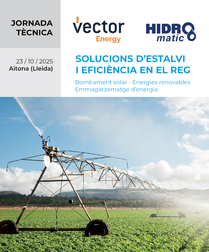 Hidromatic Ponent SL (@hidromaticponen) on Twitter photo 📢 Jornada tècnica a Aitona!
El pròxim 23 d’octubre, <a href="/Vector__Energy/">Vector_Energy</a> i @HidromaticPonent organitzem la jornada tècnica “Solucions d’estalvi i eficiència en el reg” 🌱💧
Una cita pensada per a professionals i tècnics del sector del regadiu, on presentarem el cas d’èxit de la 📢 Jornada tècnica a Aitona!
El pròxim 23 d’octubre, <a href="/Vector__Energy/">Vector_Energy</a> i @HidromaticPonent organitzem la jornada tècnica “Solucions d’estalvi i eficiència en el reg” 🌱💧
Una cita pensada per a professionals i tècnics del sector del regadiu, on presentarem el cas d’èxit de la
