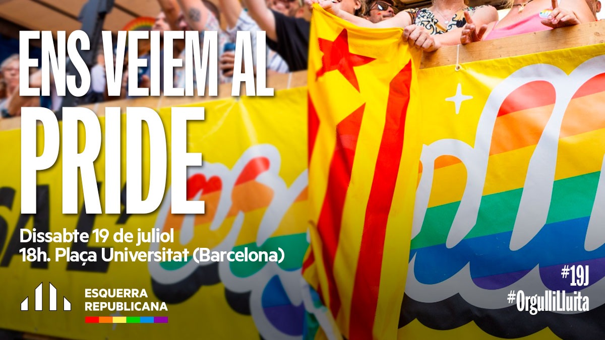ERC LGTBI 🏳️🌈 (@erc_lgtbi) on Twitter photo Ens veiem al <a href="/PrideBarcelona/">PRIDE Barcelona</a>!
Com cada any, <a href="/Esquerra_ERC/">Esquerra Republicana</a> sortirem als carrers a celebrar l'Orgull i la diversitat, i a defensar els nostres drets. Davant del feixisme no farem ni un pas enrere.
Avui, més que mai, #OrgulliLluita ✊🏳️🌈
Per una República catalana diversa i lliure! Ens veiem al <a href="/PrideBarcelona/">PRIDE Barcelona</a>!
Com cada any, <a href="/Esquerra_ERC/">Esquerra Republicana</a> sortirem als carrers a celebrar l'Orgull i la diversitat, i a defensar els nostres drets. Davant del feixisme no farem ni un pas enrere.
Avui, més que mai, #OrgulliLluita ✊🏳️🌈
Per una República catalana diversa i lliure!