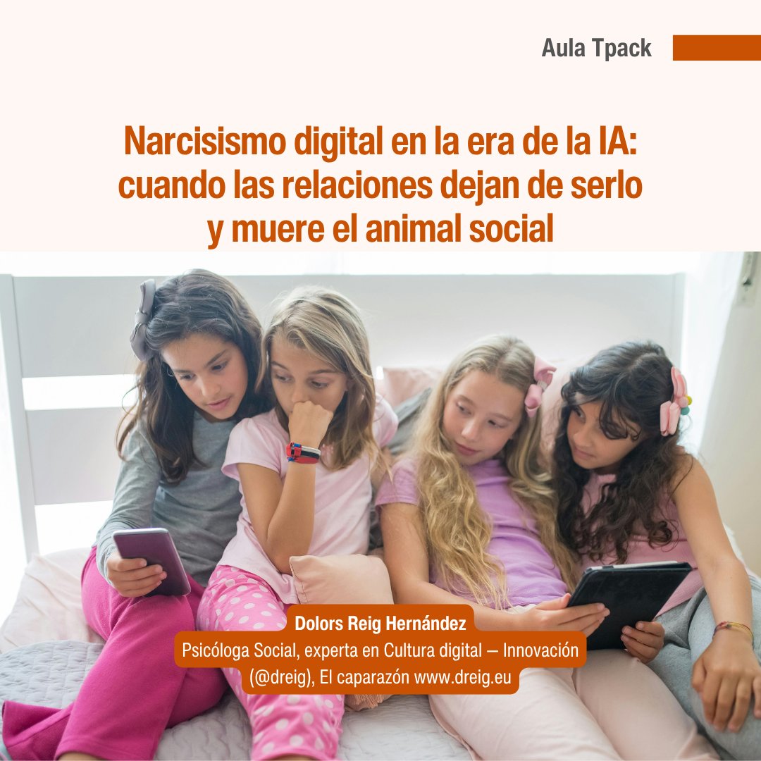 El narcisismo digital de las relaciones con IA crea burbujas psicológicas peligrosas, sustituyendo conexiones humanas auténticas por espejos algorítmicos complacientes. Por <a href="/dreig/">dreig (Dolors Reig)</a> shorturl.at/YdsXE