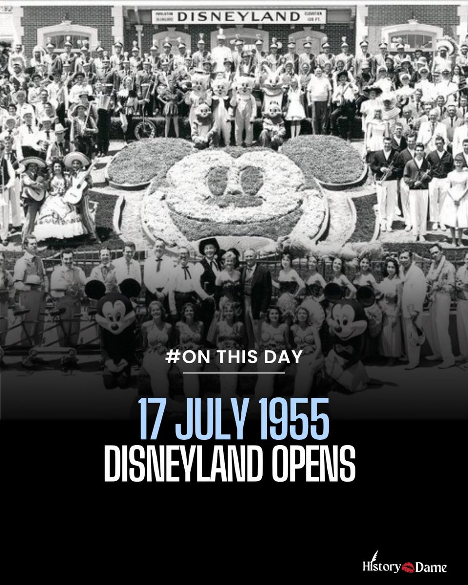 history_dame's tweet image. On this day in 1955, Disneyland opened its gates for the very first time in Anaheim, California
Dubbed “Walt’s dream made real,” the park’s opening day was filled with magic—and it was televised live! The 90-minute show was called “Dateline Disneyland.” An estimated 90 million…