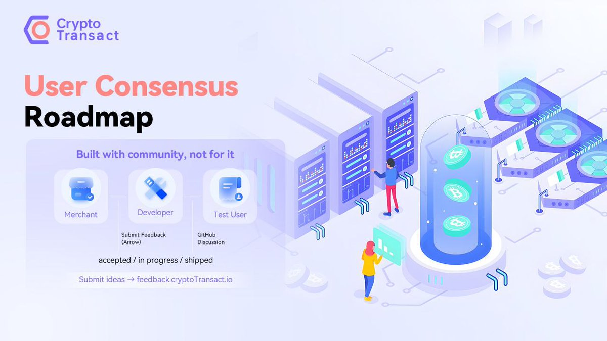 User suggestions aren’t sitting in a backlog.

📍 Over 70% of the current roadmap originated from merchant and developer feedback.

Every accepted item has been scoped, reviewed, and is either in build or shipped.

#CryptoTransact isn't planning to involve the community — we