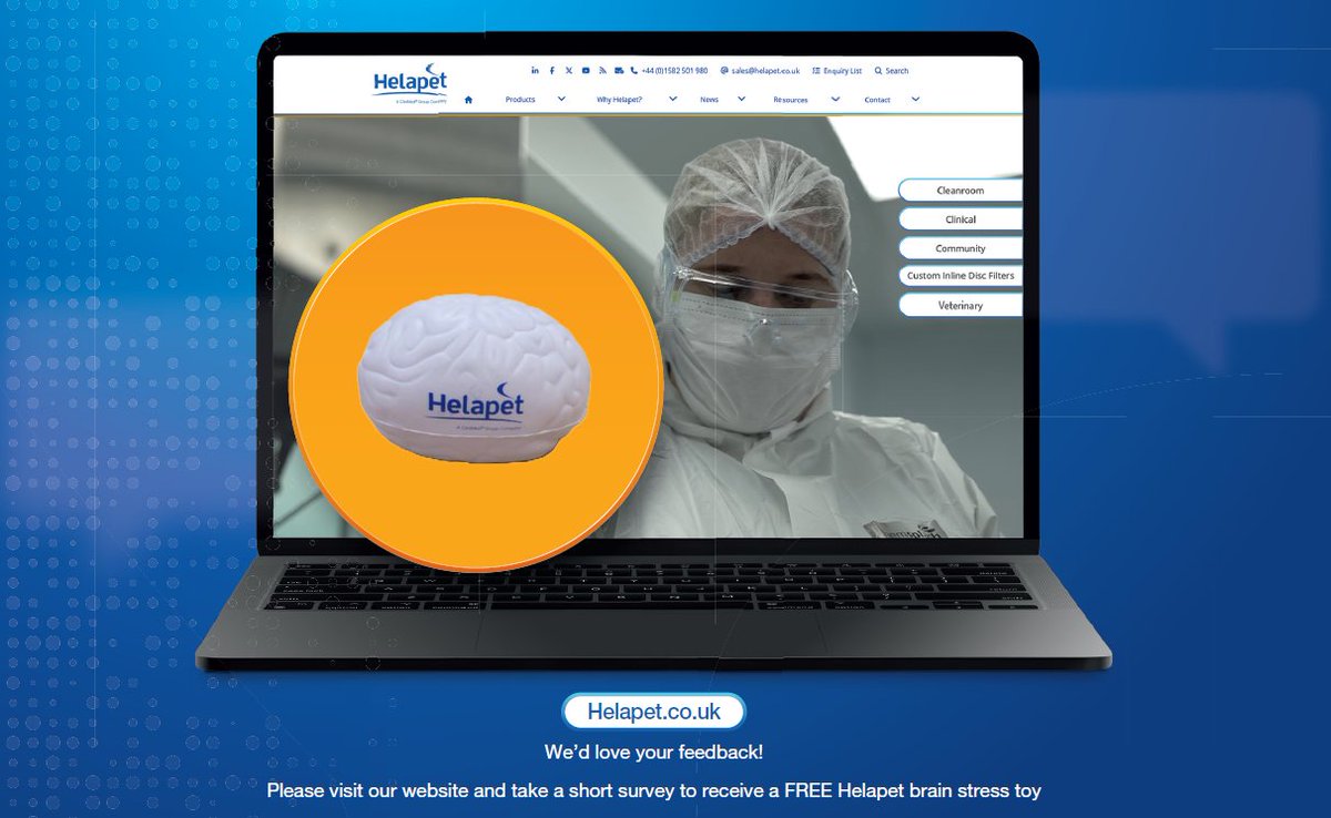 We are delighted to have launched our new website this month showcasing our growing range of medical &amp; cleanroom consumable products.   Why not take a visit and let us know what you think? Complete our survey and get a free brain stress toy! >> helapet.co.uk #WeAreLive