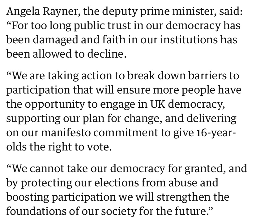 lijukic's tweet image. Gonna go out on a limb and say that declining faith in democracy and democratic institutions has nothing to do with 16 year olds not being able to vote