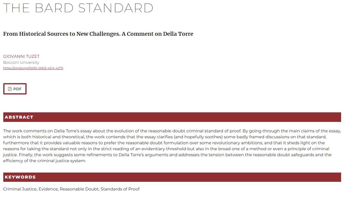 QuaestioF's tweet image. NEW ARTICLE!

&quot;The BARD Standard: From Historical Sources to New Challenges. A Comment on Della Torre&quot; by Giovanni Tuzet

➡️ revistes.udg.edu/quaestio-facti…