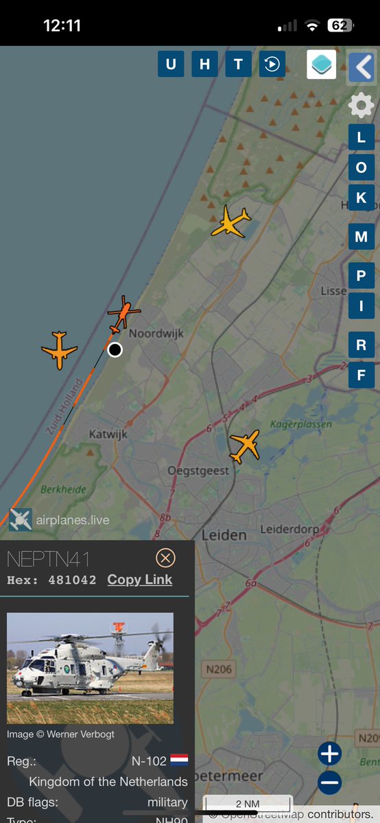 APbyPL's tweet image. Follow the coastline for this @dhcluchtmacht NH-90NFH N102 inbound to MVK de Kooy. @MicHighClub @scramble_nl @Kon_Luchtmacht