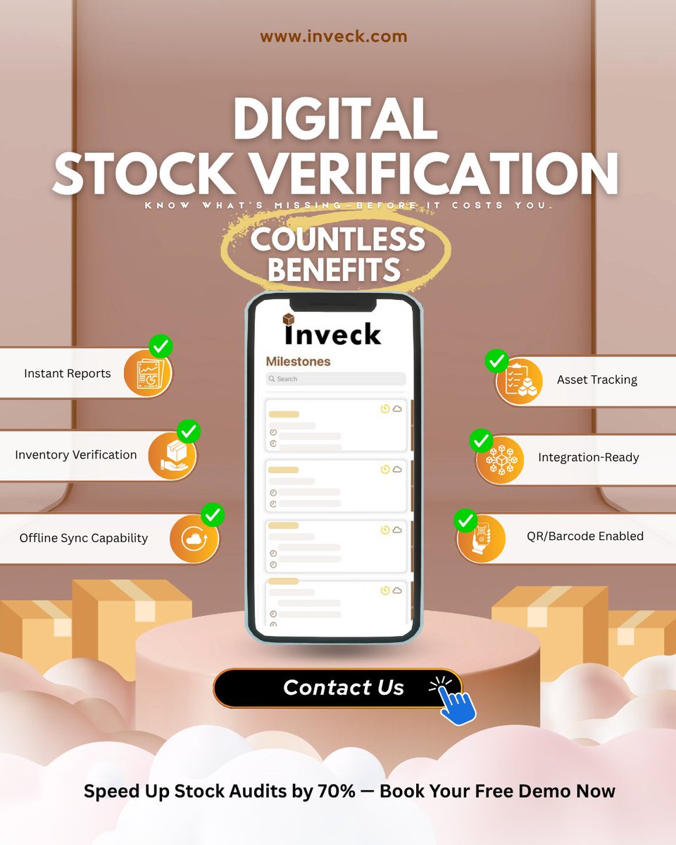 Inveck1's tweet image. 📦 Speed Up Stock Audits by 70%!
Say goodbye to manual errors and delays.
✅ Instant Reports
✅ QR/Barcode Enabled
✅ Offline Sync
✅ Asset Tracking &amp;amp; More!
🔍 Digitize Your Inventory Verification with Inveck
👉 [Book a Free Demo] 
#InventoryVerification #StockAudit #Inveck