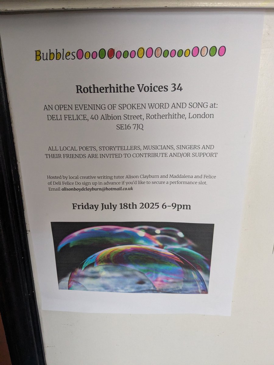 Cafe Deli Felice (@cafedelifelice) on Twitter photo Rotherhithe Voices 34 <a href="/delifelicealbi1/">delifelice@albion</a> #Spoken Words #Songs #Story Telling #All locals and their friends #Welcome to participate #Be part of our community #Free Entry #Book with Alison Clayburn #Looking forward to see you Rotherhithe Voices 34 <a href="/delifelicealbi1/">delifelice@albion</a> #Spoken Words #Songs #Story Telling #All locals and their friends #Welcome to participate #Be part of our community #Free Entry #Book with Alison Clayburn #Looking forward to see you