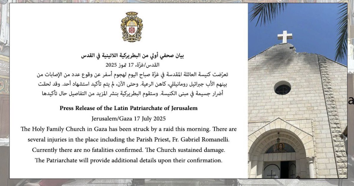 Laird Law PLLC (@danlairdmd) on Twitter photo <a href="/CatholicArena/">Catholic Arena</a> What’s your source for claiming the church was attacked by Israel. The Latin Patriarchate press release doesn’t mention Israel. <a href="/CatholicArena/">Catholic Arena</a> What’s your source for claiming the church was attacked by Israel. The Latin Patriarchate press release doesn’t mention Israel.
