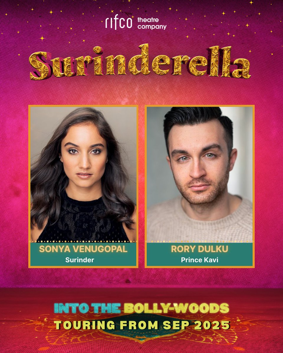 And leading the cast of Surinderella is … 🥁

Sonya Venugopal as Surinder🧹
Rory Dulku as Prince Kavi 👑

Sonya Venugopal brings a compelling mix of grace, grit and powerhouse vocals to this feisty and independent heroine.

But Prince Kavi isn’t your typical fairytale