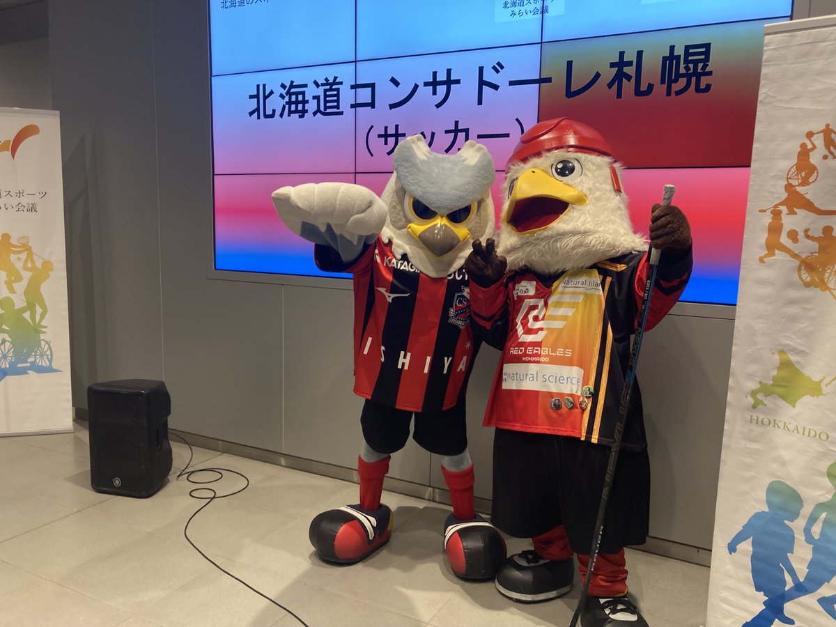 dolekun's tweet image. じゅんきさんといっしょに「北海道のスポーツチームPRイベントinチ・カ・ホ」に行ってきたよ！✨

#鷲斗くん も来てくれたんだ～🦅

会いに来てくれたみんな、ありがとうね～🙌

#北海道スポみら
#consadole #コンサドーレ
#ドーレくん