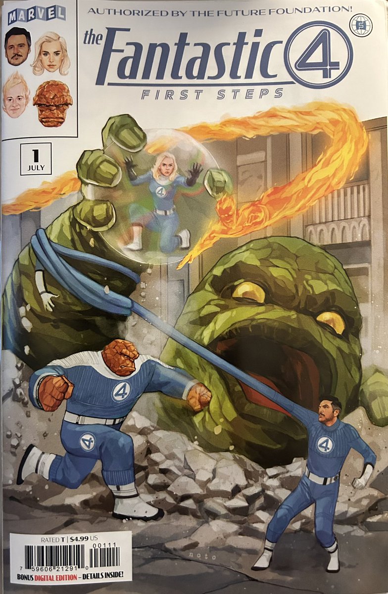 comicsmiz's tweet image. #TheFantasticFour #FirstSteps #1 by Matt Fraction and Mark Buckingham. This is a retelling of the original FF #1 from 1961 but featuring the actors from the upcoming movie. It has Mole Man as the villain and fake 1961 ads and interviews. Fun read.
