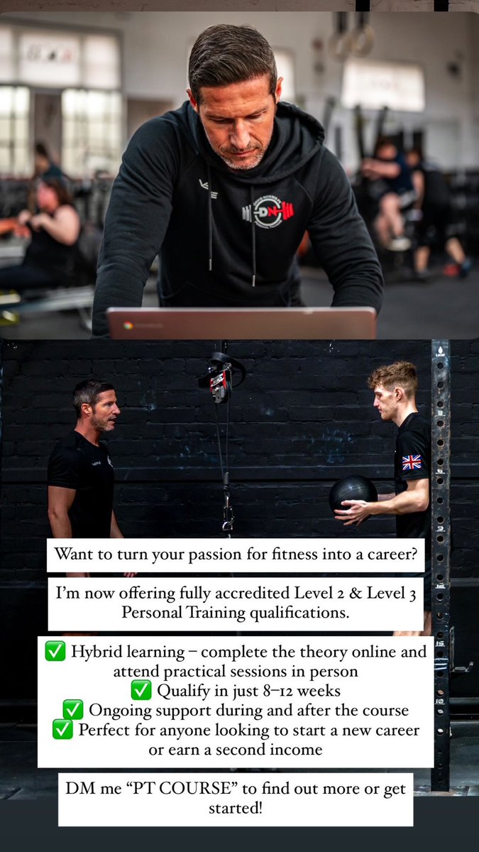 DMNorris19's tweet image. “Are you passionate about fitness and thinking about turning that passion into a career?”
Or maybe you’re already working, but you want a second income doing something you love?
I’m now offering a chance to train with me personally to become a fully qualified Level 3 Personal…