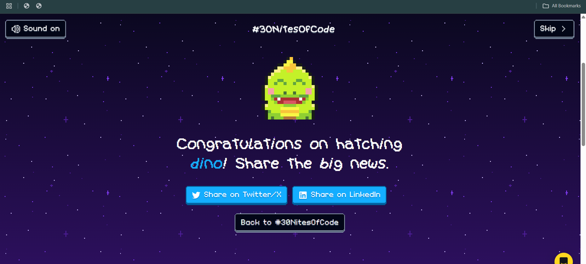 MaroonEuphoria's tweet image. I hatched a pet! codedex.io/aurora17/30-ni… #30NitesOfCode