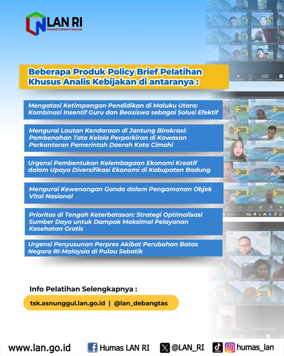 LAN_RI's tweet photo. #KawanLAN Sudah jadi JFAK tapi harus ikut pelatihan KAN?
Apa sih KAN? Kenapa harus ikut pelatihan KAN? Apa dampaknya? Selengkapnya simak infografis berikut...
#policyanalyst #LeadershipMatters #LeadershipDevelopment #biggersmarterbetter #buildcapacity https://t.co/6wzlHqQ84F