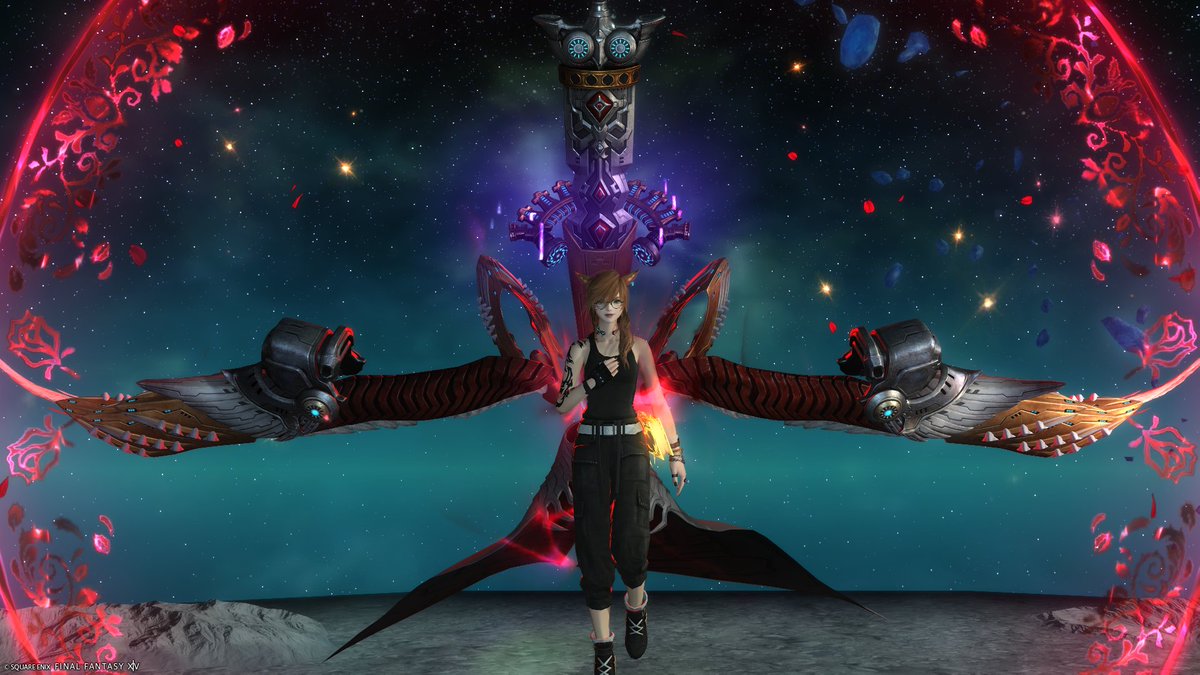 Absolutely obsessed with the EX4 wings ⚔️

(I got sooo lucky to win the drop...) 

#FFXIV #FF14 #FinalFantasyXIV