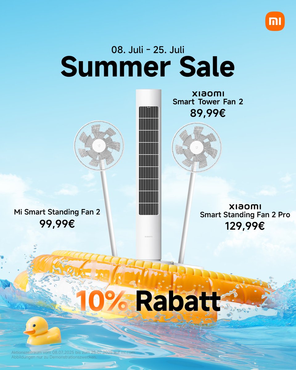 🌬️ Bleib cool und genieße frische Brise an heißen Tagen!
☀️ Aktuell läuft unser Sommer Sale auf ausgewählte Xiaomi Fan Tower Produkte – zum Sonderpreis noch bis 25.07.
👉 Mehr dazu: ams.xiaomi.net/oIL8GpnA
