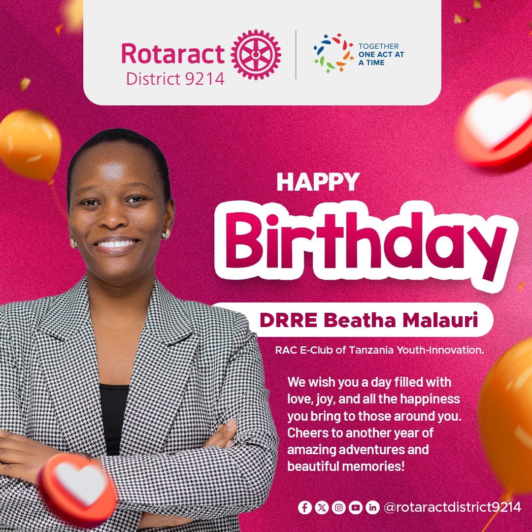 RotaractD9214's tweet image. Join us in celebrating an incredible leader, DRRE @beatha_malauri!🎂
Your unwavering dedication and radiant spirit inspires us all.
Happy Birthday from all of us at Rotaract District 9214! 🥳
#UniteForGood | #TogetherOneActAtATime