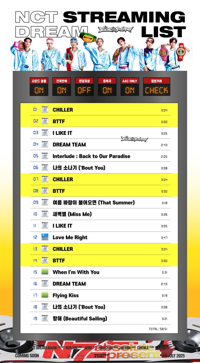 ➐ 𝑁𝑐𝑡 𝑑𝑟𝑒𝑎𝑚 𝑠𝑡𝑟𝑒𝑎𝑚𝑖𝑛𝑔 𝑒𝑣𝑒𝑛𝑡 🛹

ꤶ 엔시티드림 스밍 독려 이벤트
ꤶ #RT 한분을 추첨하여 하이디라오 5만원 이용권을 드립니다
ꤶ ~7/27 엔시티드림 BTTF / CHILLER 스밍 200회 이상 인증필

#7드림의_7iller보러_BTTF
#7DREAMthatCHILLER
#NCTDREAM_CHILLER