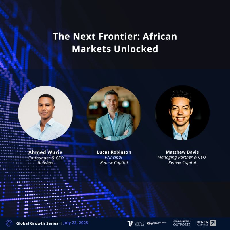 What are we getting right and wrong about African markets?
On July 23, our CEO <a href="/mattpdavis/">mattpdavis</a> and Principal <a href="/Lucas381/">Lucas Robinson</a> will join <a href="/Iamwurie/">Ahmed Wurie</a> Co-founder of Bulkbox to discuss what Canadian companies need to consider when expanding into African markets
🔗Register: hubs.li/Q03xCnTt0