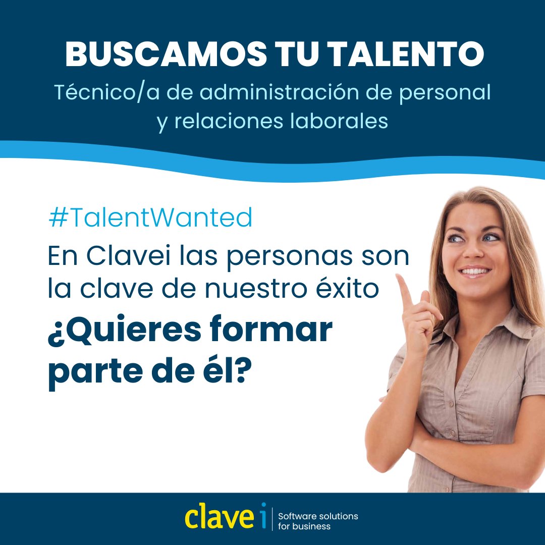 ¡Buscamos talento en RRHH! 👥

En Clavei queremos sumar un/a técnico/a de administración de personal y relaciones laborales.

¿Te apasiona gestionar personas y procesos? ¡Te estamos esperando!
📩hubs.ly/Q03xC7gF0

#ClaveiTD #SoftwareSolutions #OfertasDeEmpleo #RRHH