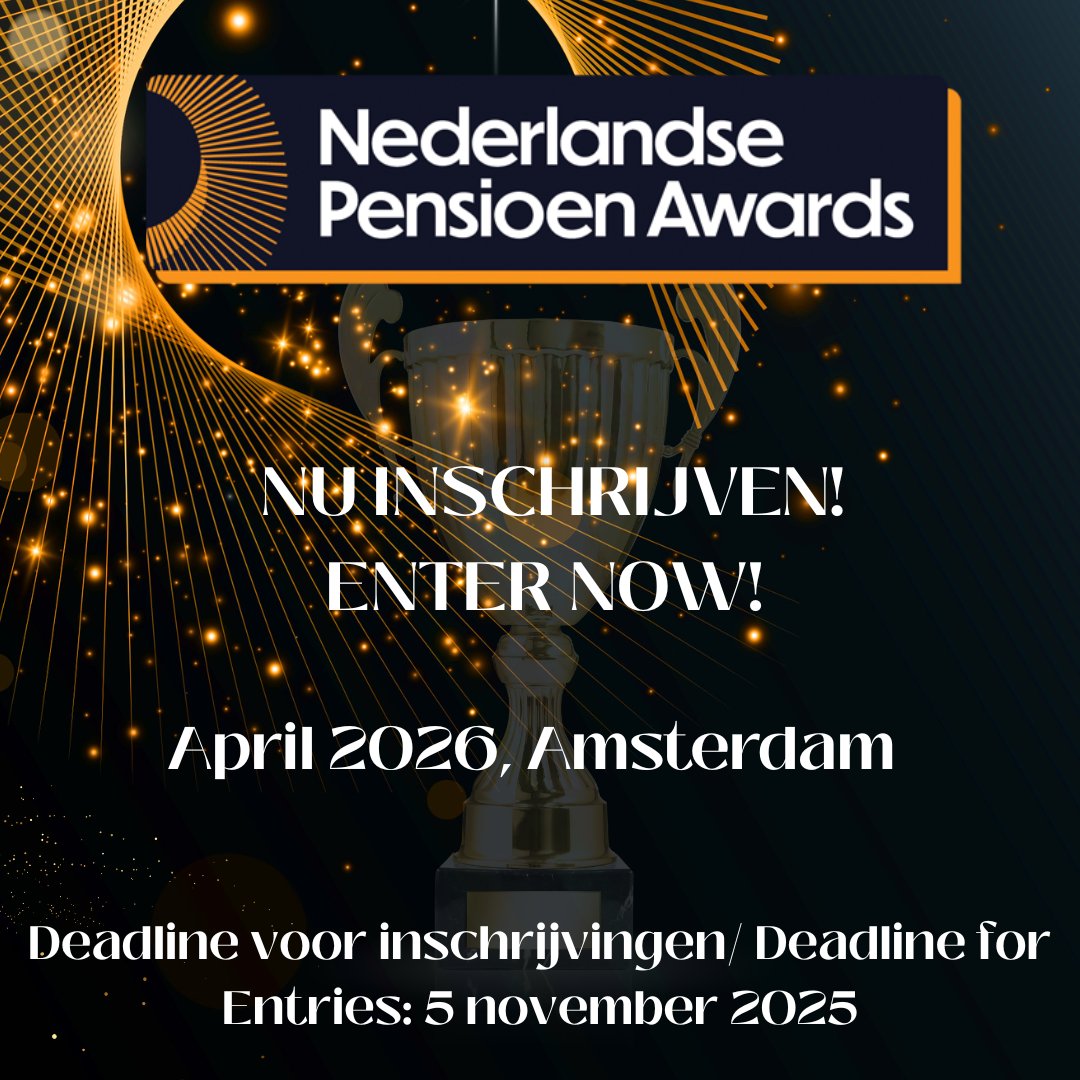 Doe mee aan de #NederlandPensioenAwards voor 5 november 2025 en kijk of u het in u heeft om een trofee voor u en uw team mee naar huis te nemen! Stuur uw inzending in en doe hier mee: europeanpensions.net/nederlandaward…