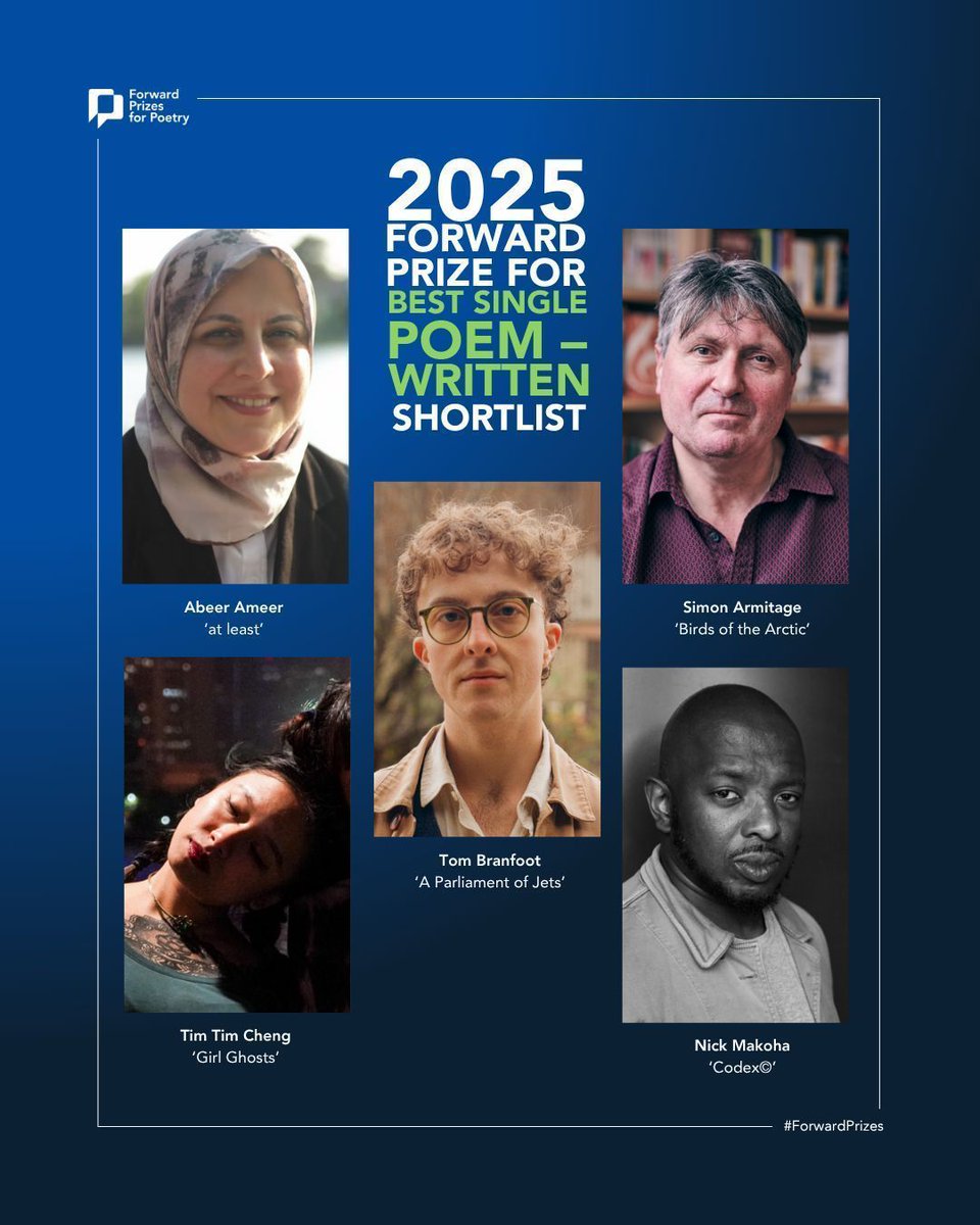 FaberBooks's tweet image. Many congratulations to Isabelle Baafi and Simon Armitage on being shortlisted for the 2025 Forward Prizes, in the categories for Best First Collection and Best Single Poem – Written respectively 🎉
forwardartsfoundation.org/forward-prizes…