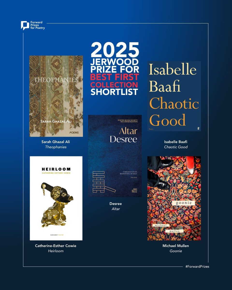 FaberBooks's tweet image. Many congratulations to Isabelle Baafi and Simon Armitage on being shortlisted for the 2025 Forward Prizes, in the categories for Best First Collection and Best Single Poem – Written respectively 🎉
forwardartsfoundation.org/forward-prizes…