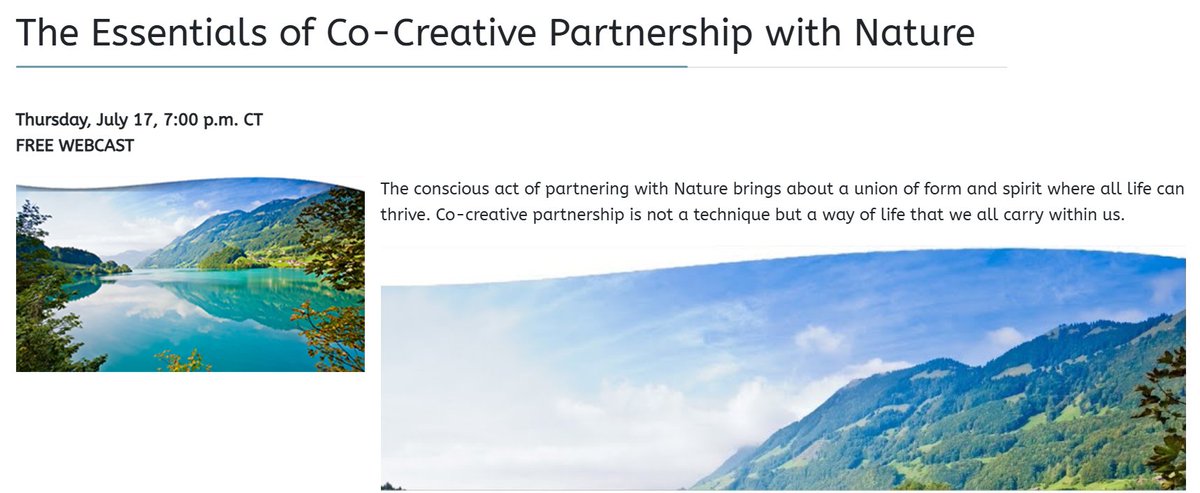 Plant_Init's tweet image. Free, online from @theosophical The Essentials of Co-Creative Partnership with Nature, w/ Pam Montgomery @wakeup2nature. Jul 17, 2025, 7pm CT. "The conscious act of partnering with Nature brings about a union of form and spirit where all life can thrive."
theosophical.org/program/lectur…