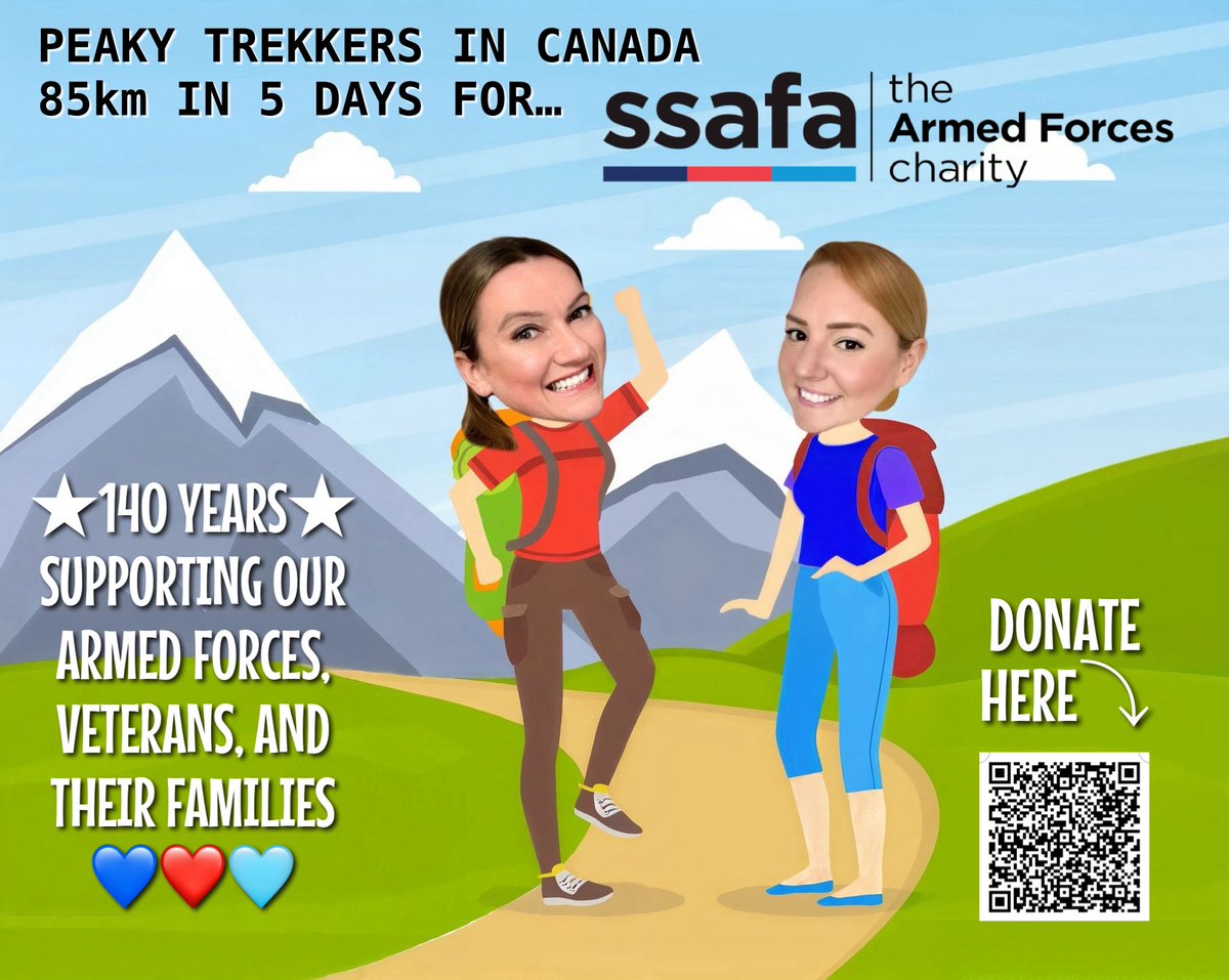A week today, <a href="/Loujay_uk84/">Mrs Yorke</a> and I begin our Peaky Trekking in Canada for <a href="/SSAFA/">SSAFA</a> 😬🙌🏼🇨🇦🏔️💙❤️🩵 Wish us luck, give us a wee share and please support this wonderful cause if you’re able to 🌟 xX

justgiving.com/team/peakytrek…