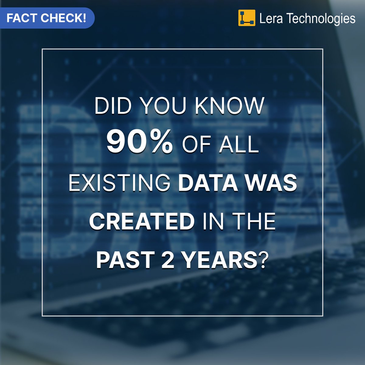 LeraTech's tweet photo. The world is drowning in data, 90% of it created in just 2 years. At Lera, we turn this surge into strategy with smart analytics that monetize insight, not just store it. 
#SmartData #DataAnalytics #LeraTechnologies #BI #AIEnabled https://t.co/XJt2w8T2aO