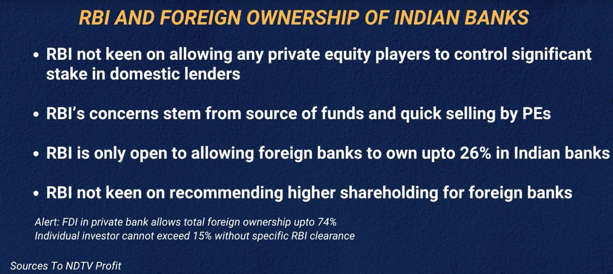 #RBI not keen on allowing any private equity players to control significant stake in domestic lenders .  #rbinews